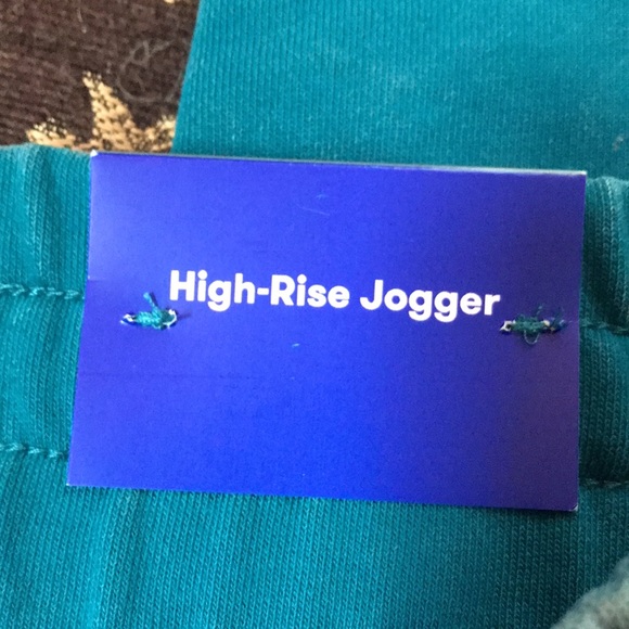 High rise distressed joggers. Blue-green. Teal color.loose fit - Picture 10 of 11